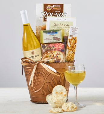Grapevine White Wine  Cheese Gift Basket