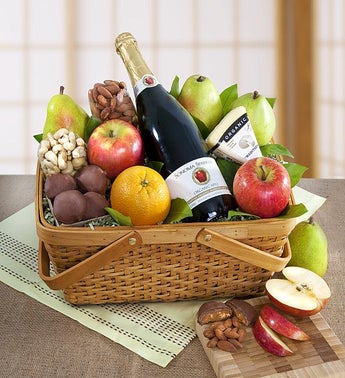 Distinctive Organic Fruit  Cheese Gift Basket