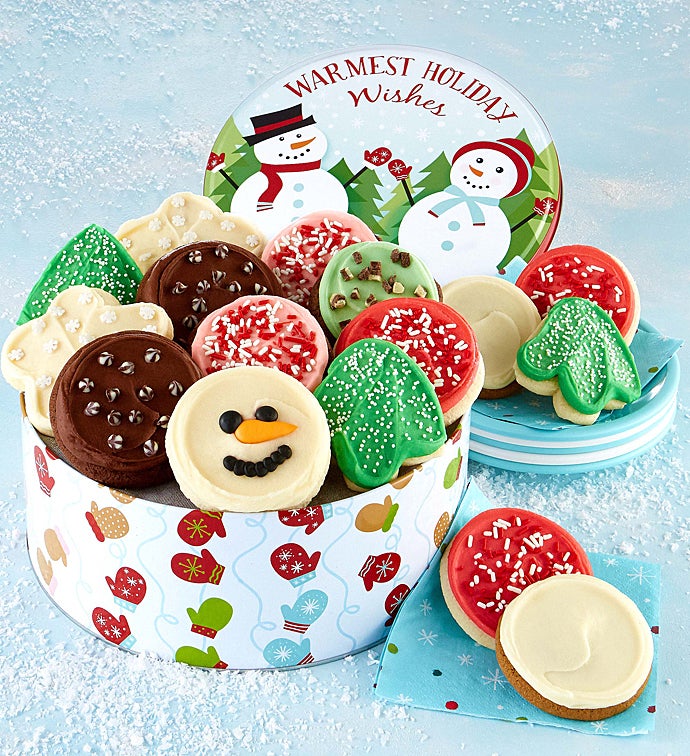 Warmest Holiday Wishes Gift Tin - Frosted Assortment