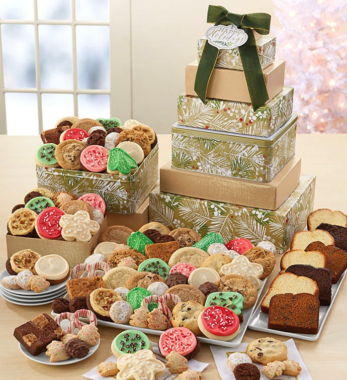 Happy Holidays Sparkling Stately Gift Tower