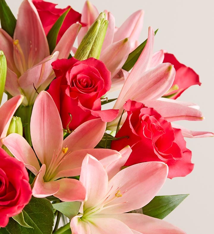 Magnificent Pink Rose & Lily Bouquet | 1800Flowers