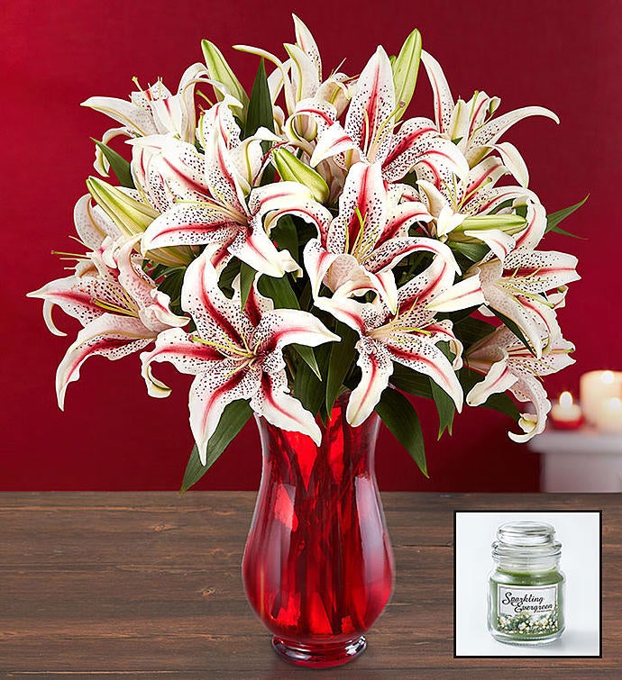 Candy Cane Lilies + Free Candle