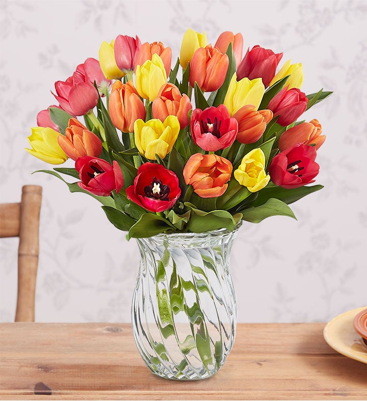 Assorted Fall Tulips + Free Vase