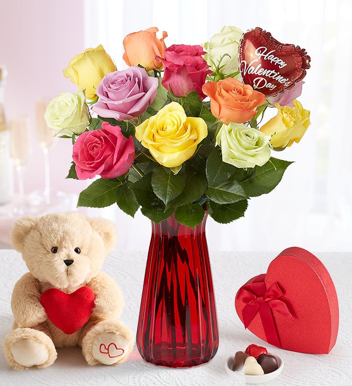 One Dozen Assorted Roses for Romance