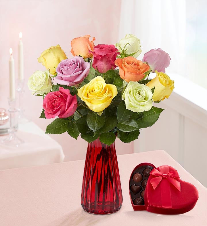 One Dozen Assorted Roses for Romance