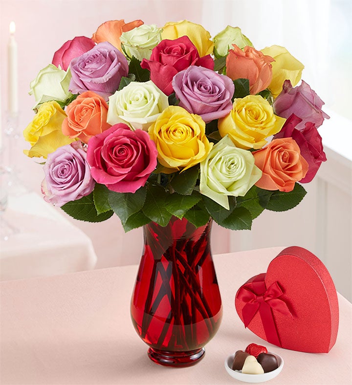 Two Dozen Assorted Roses for Romance