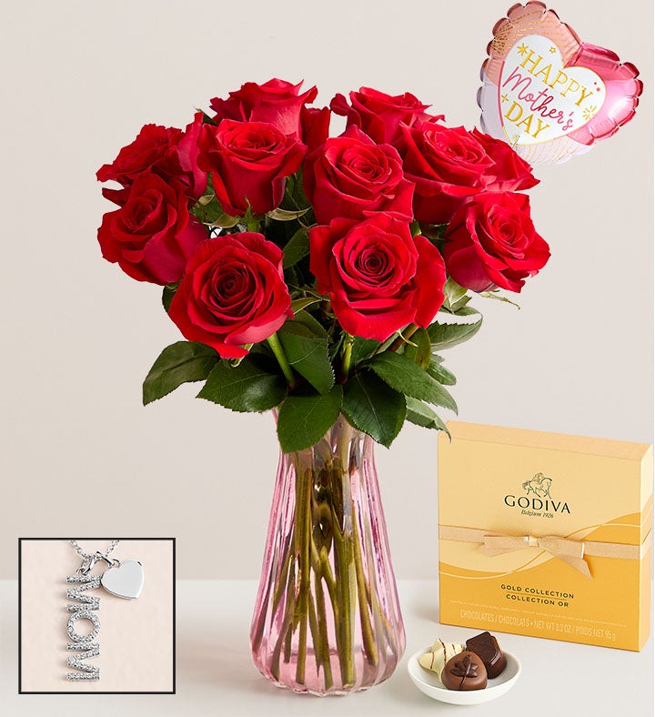 One Dozen Red Roses for Mother's Day