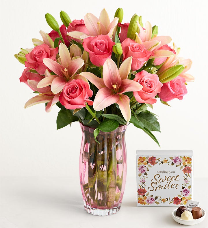 Pink Rose & Lily Bouquet for Mother's Day