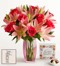 Pink Rose & Lily Bouquet for Mother's Day