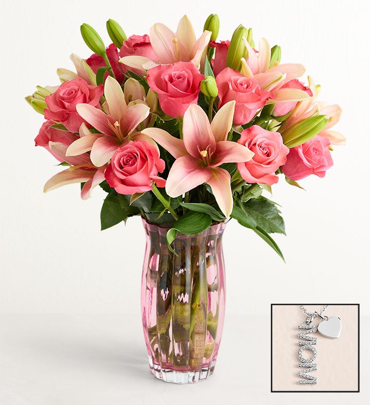 Pink Rose & Lily Bouquet for Mother's Day
