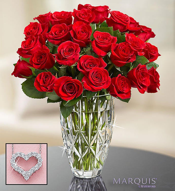 Two Dozen Red Roses in Marquis by Waterford® Vase