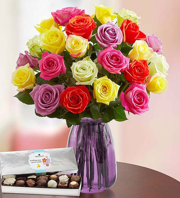 Two Dozen Roses + Free Vase & Free Shipping
