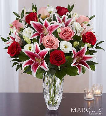 Flower Bouquets Mixed 1800flowers Marquis By Waterford Blushing Rose Lily Bouquet