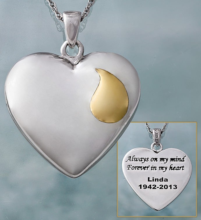 Sterling Silver Personalized FOREVER IN MY HEART Memorial Necklace