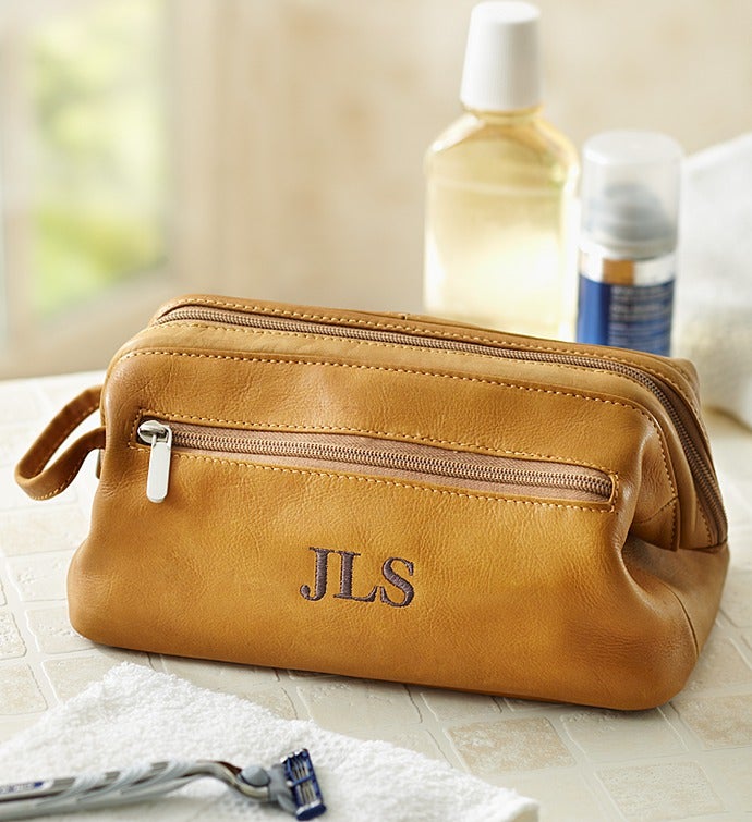Personalized Men's Leather Toiletry Bag