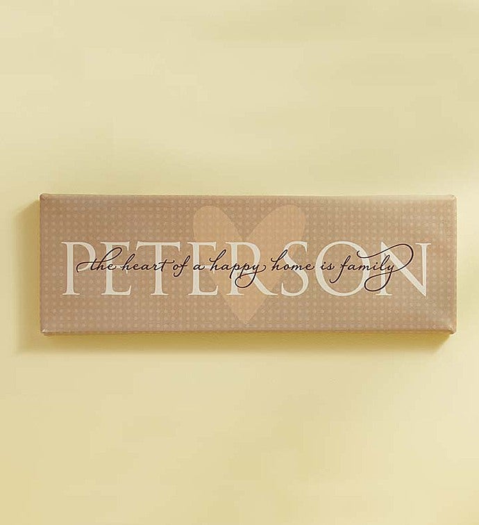 Personalized “Heart of a Happy Home” Canvas