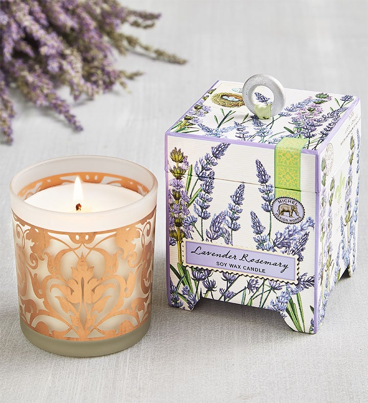 Lavender Rosemary Candle with Pashmina Scarf