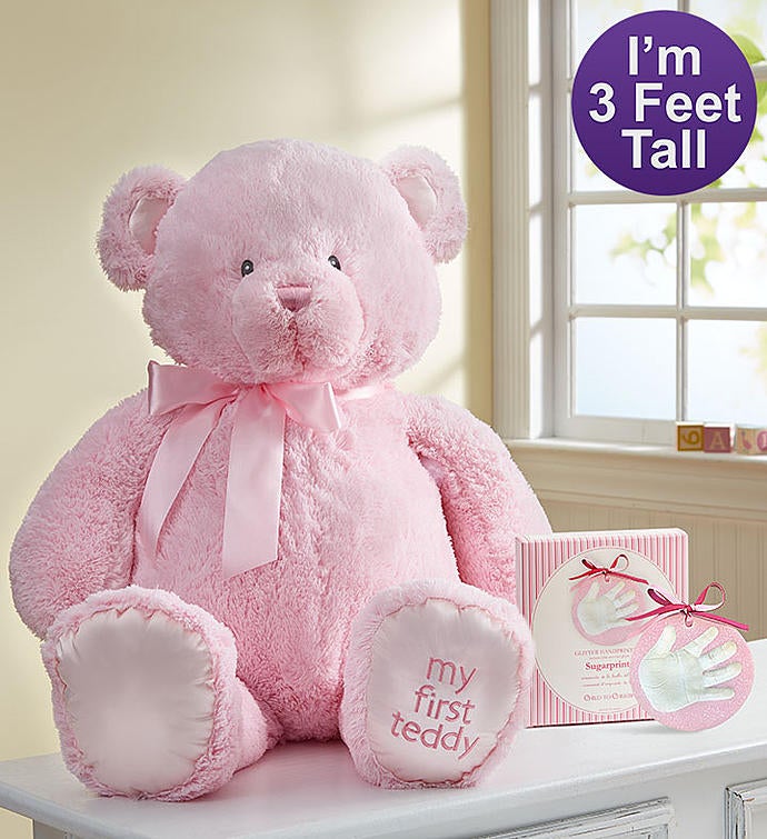 Pink My First Teddy by Gund® with Hand Print Kit
