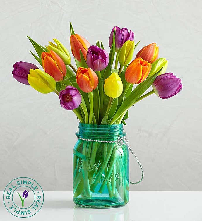Assorted Tulips with Mason Jar by Real Simple®