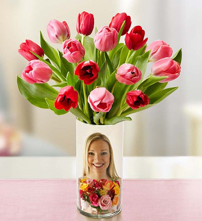 Sweetest Love Tulips in Personalized Vase