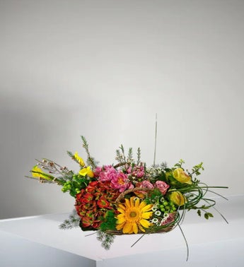 Basket of Colored Flowers