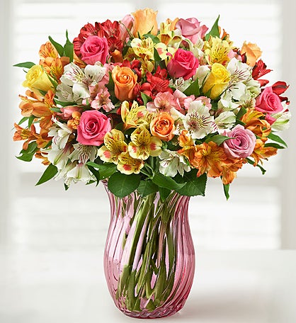 Assorted Roses & Peruvian Lily Bouquet for Mom