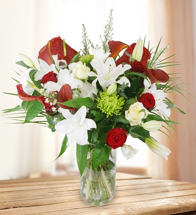 Premium Red & White Flowers