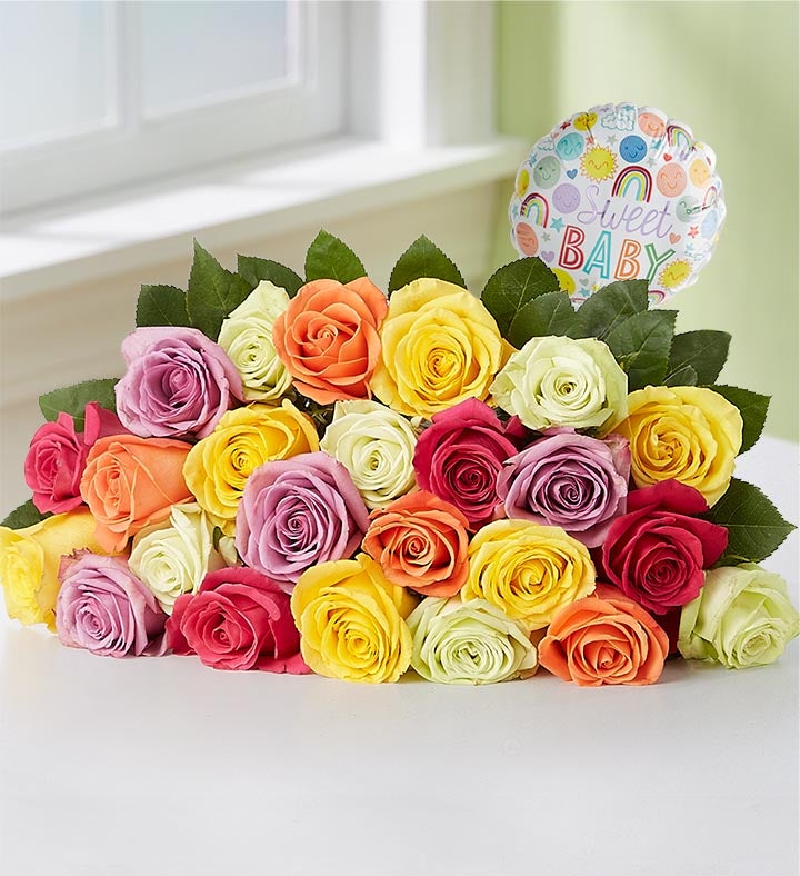 New Baby Celebration Assorted Roses