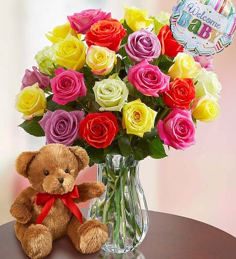 New Baby Celebration Assorted Roses 12-24 Stems