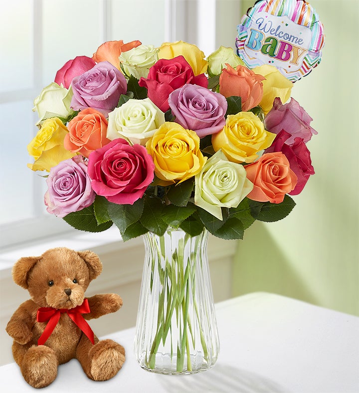New Baby Celebration Assorted Roses, 12-24 Stems