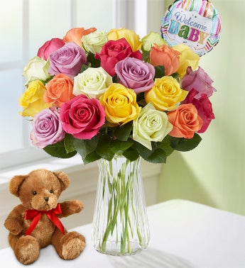 New Baby Celebration Assorted Roses 12-24 Stems