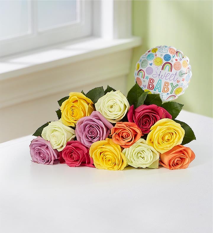 New Baby Celebration Assorted Roses