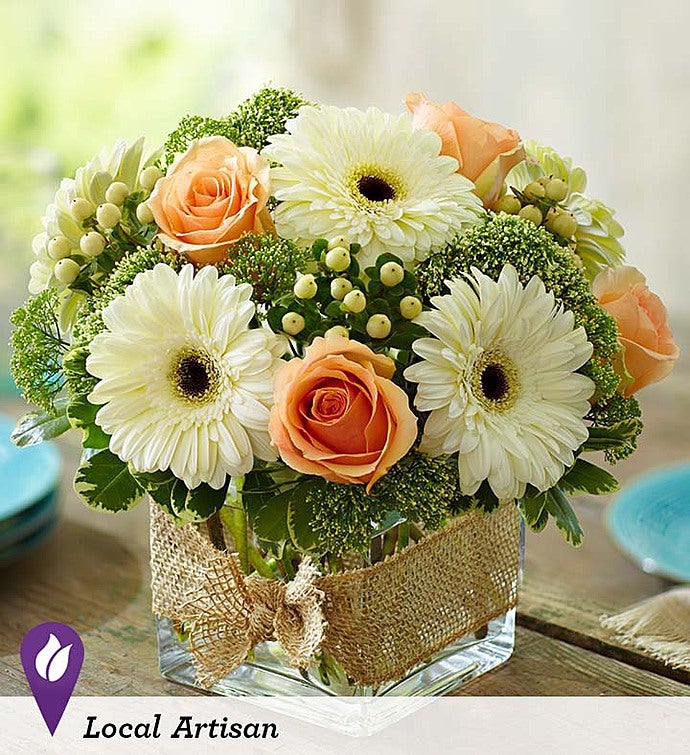 Gerbera, Rose & Cornflower Silk Flower Arrangement