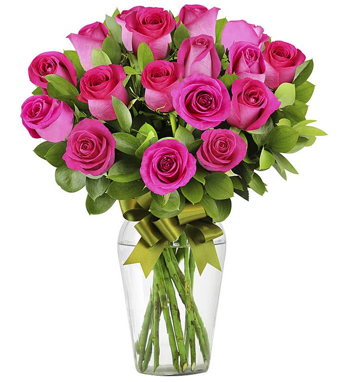 24 Hot Pink Roses