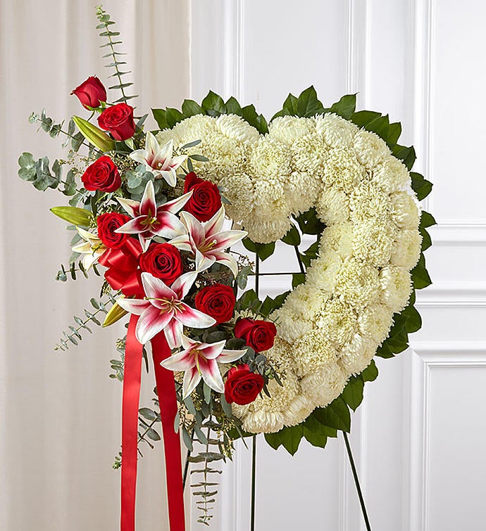 Always Remember™ Floral Heart Tribute   Red Rose & Lily