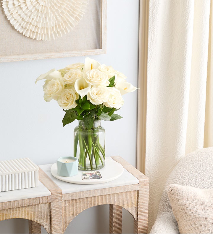 White Rose & Calla Lily Bouquet for Sympathy