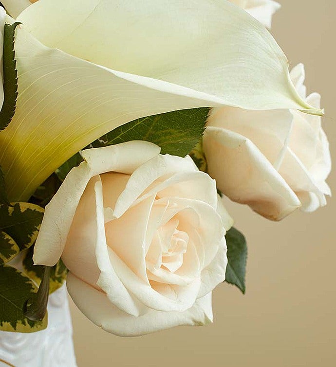 White Rose & Calla Lily Bouquet for Sympathy