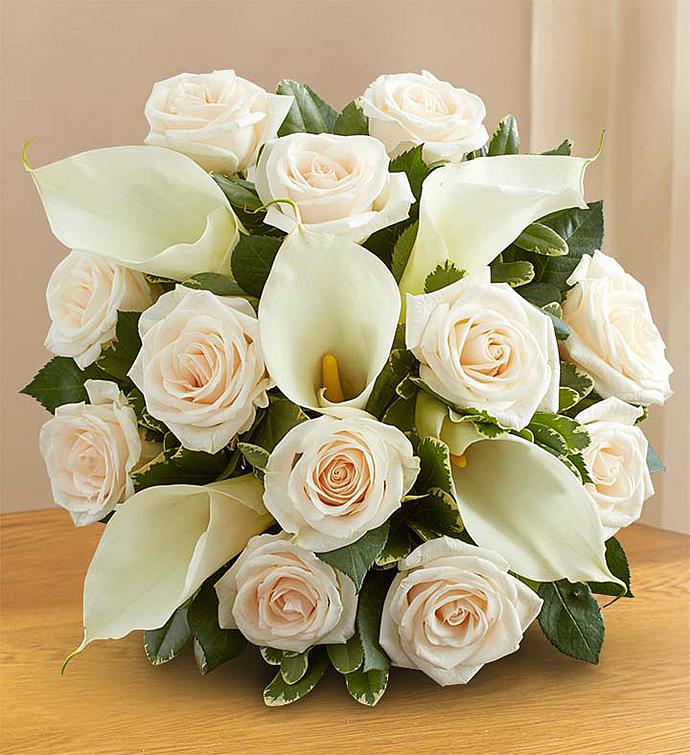 White Rose & Calla Lily Bouquet for Sympathy