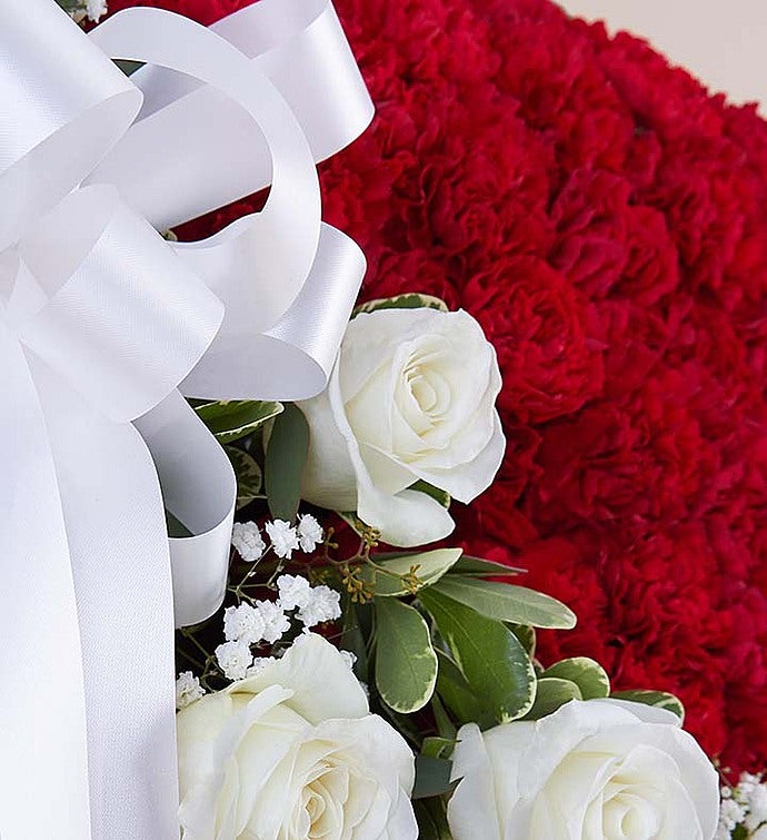 Always Remember™ Floral Heart Tribute   Red with White Roses