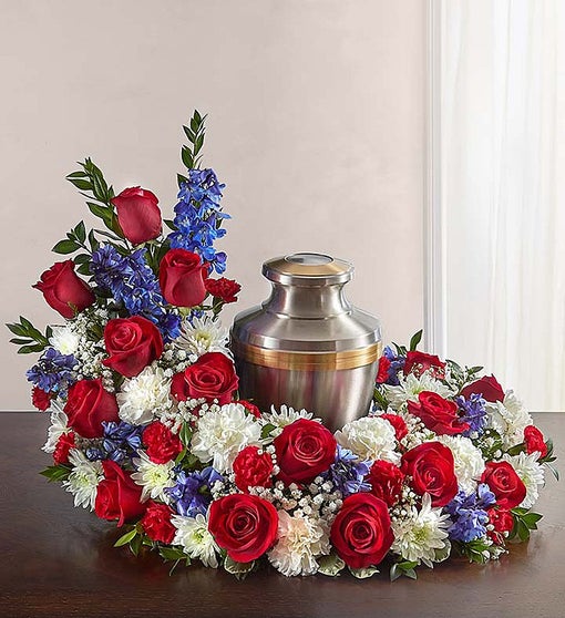 Cremation Wreath - Red, White & Blue