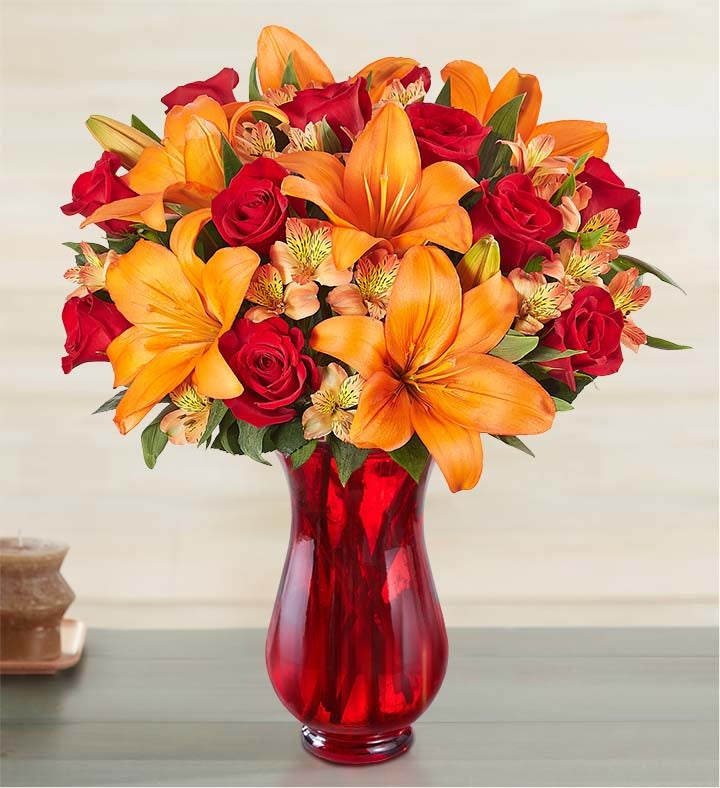 Elegant Autumn Rose & Lily Bouquet