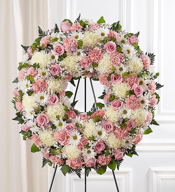 Serene Blessings™ Standing Wreath  Pink & White