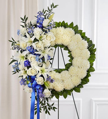 Serene Blessings Standing Wreath- Blue  White