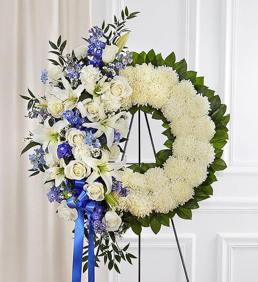 Serene Blessings™ Standing Wreath- Blue & White