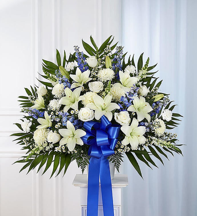 Heartfelt Tribute™ Blue & White Floor Basket Arrangement from 1