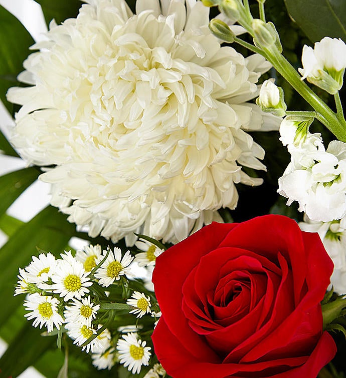 Red & White Sympathy Standing Spray