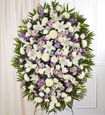 Lavender  White Sympathy Standing Spray
