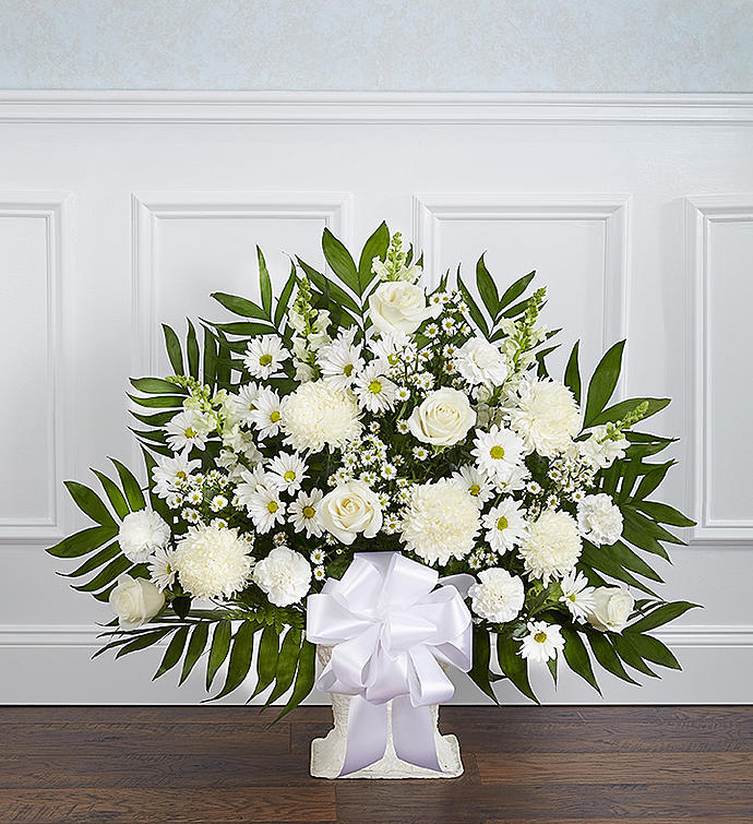 Heartfelt Tribute™ White Floor Basket Arrangement