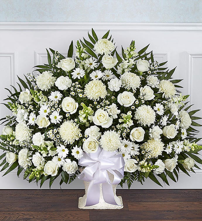 Heartfelt Tribute™ White Floor Basket Arrangement| 1800Flowers.com - 148745