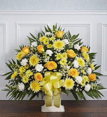 Heartfelt Tribute Floor Basket- Yellow